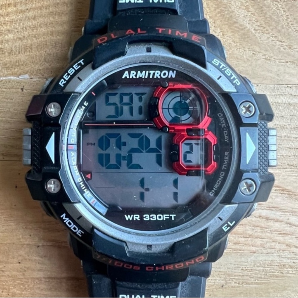 Armitron pro sport dual time digital watch NEW BATTERY